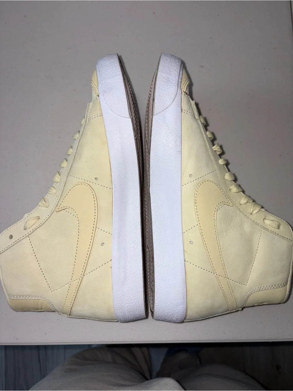 Nike Women’s High-Top Sneakers in Pale Yellow and White